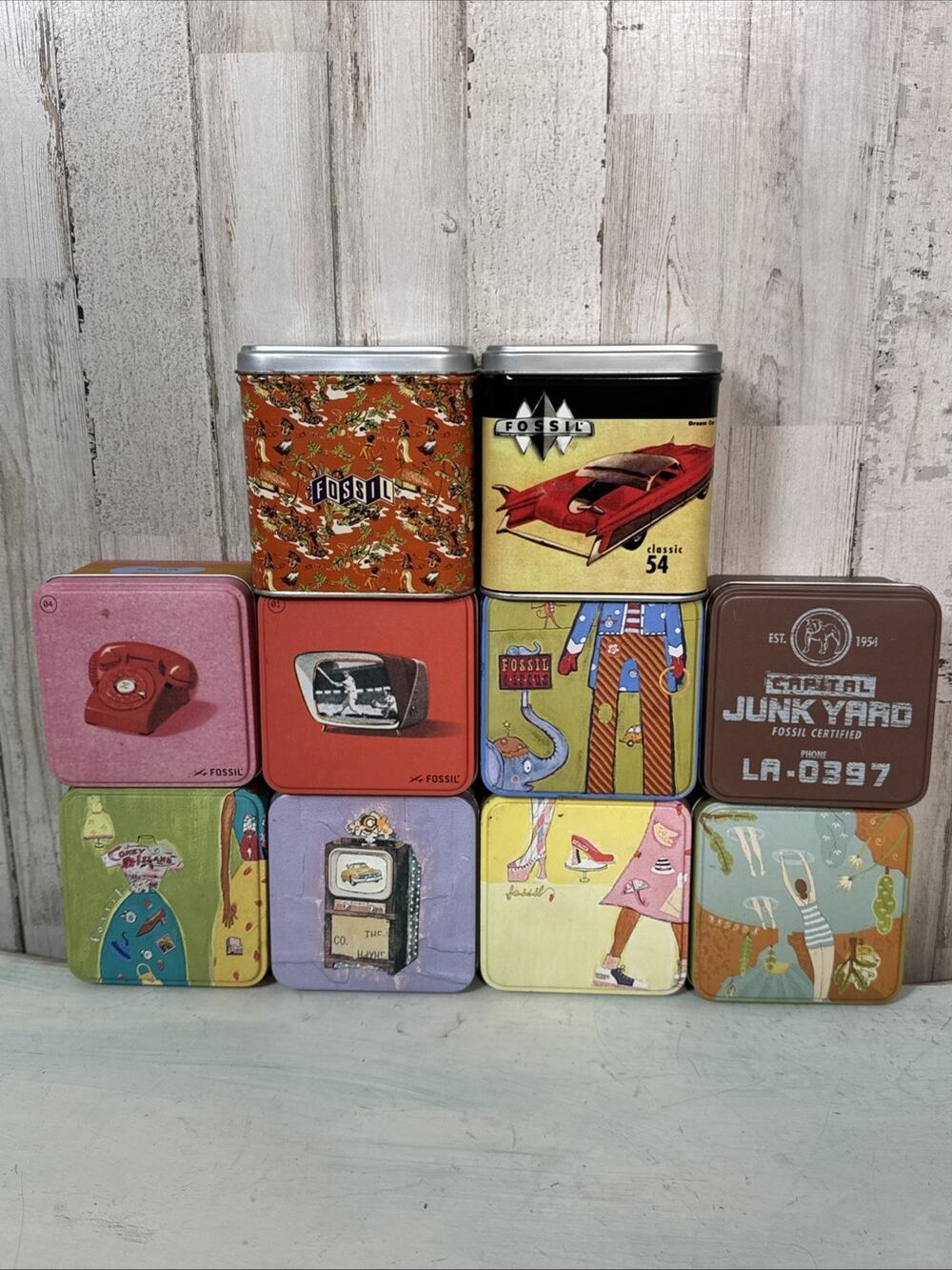 Empty Fossil Watch Box Tins - Set Of 10